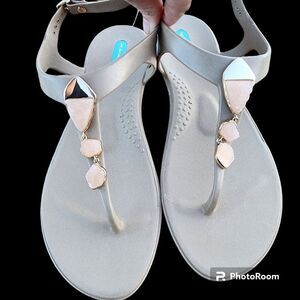 Soft Surroundings Trudy Sandal Womens SZ 8 Beachy Rubber Geode Resort Vacation
